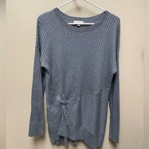 LOFT Gray Ribbed Knit Top